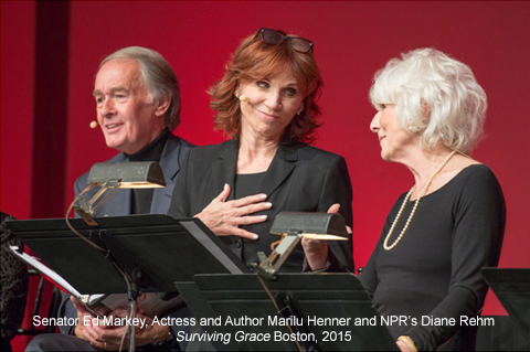 Sentator Ed Markey, Actress and Author Marilu Henner, and NPR's Diane Rehm Surviving Grace Boston 2015