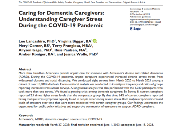 Caring for dementia caregivers cover